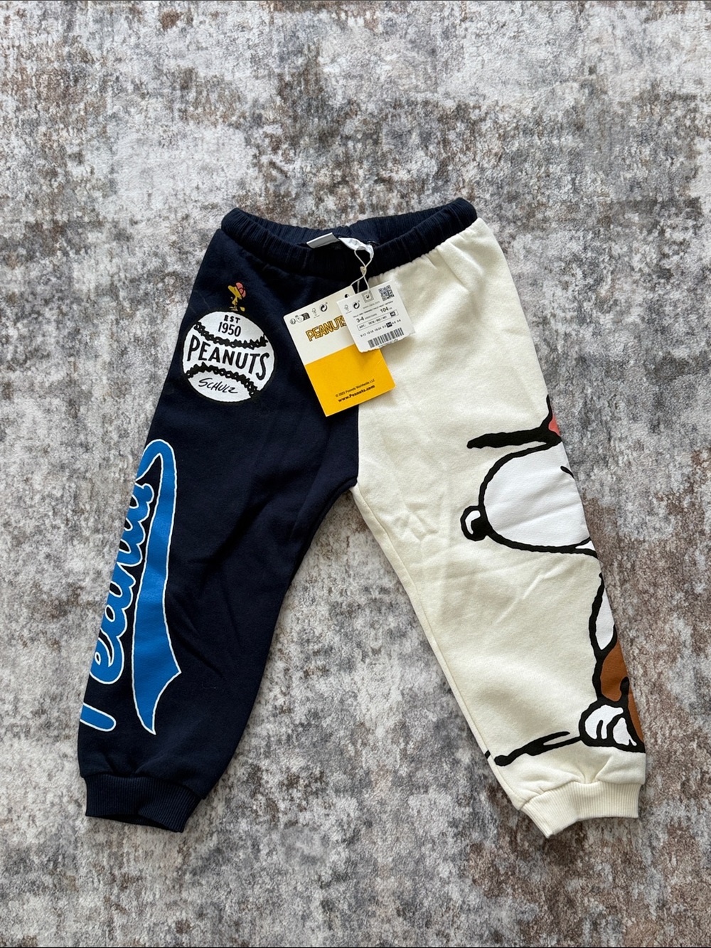 Zara Peanuts Two-Tone Kids Sweatpants - Black & Cream Size 3-4